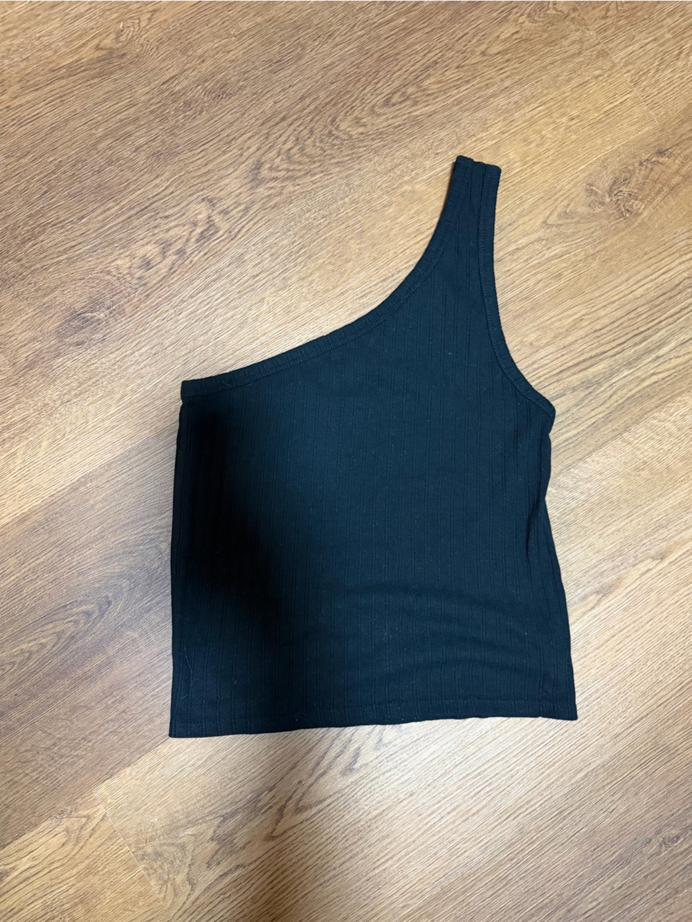 American Eagle Outfitters Black One-Shoulder Ribbed Tank